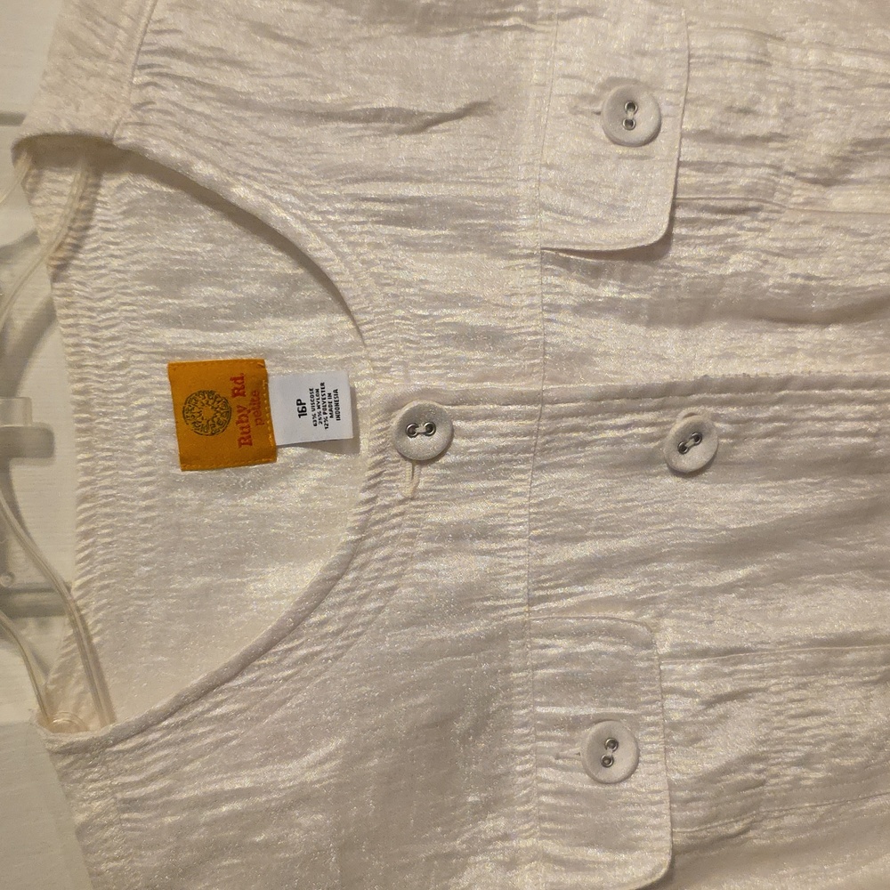 Ruby Rd. White Shimmery Button-Up Jacket - Picture 3 of 7